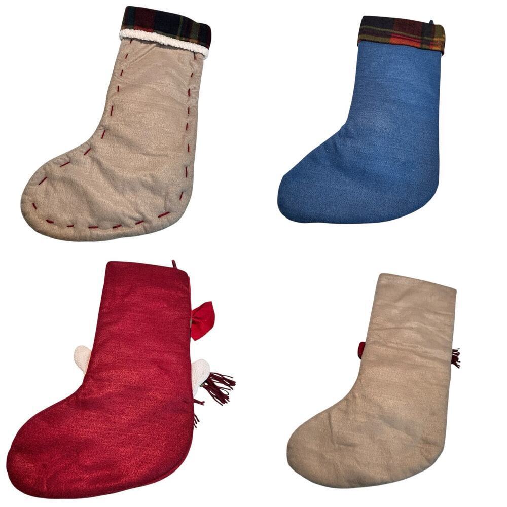 4 Cozy Cabin Christmas Fleece Faux Fur Christmas Stockings Holiday Decor - Picture 2 of 13